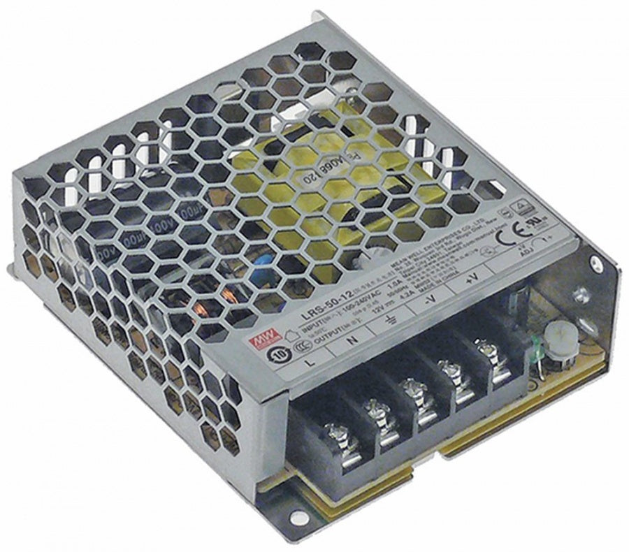 power supply primary 100-240VAC secondary 12VDC 50VA secondary 4,2A H 40mm L 130mm W 100mm