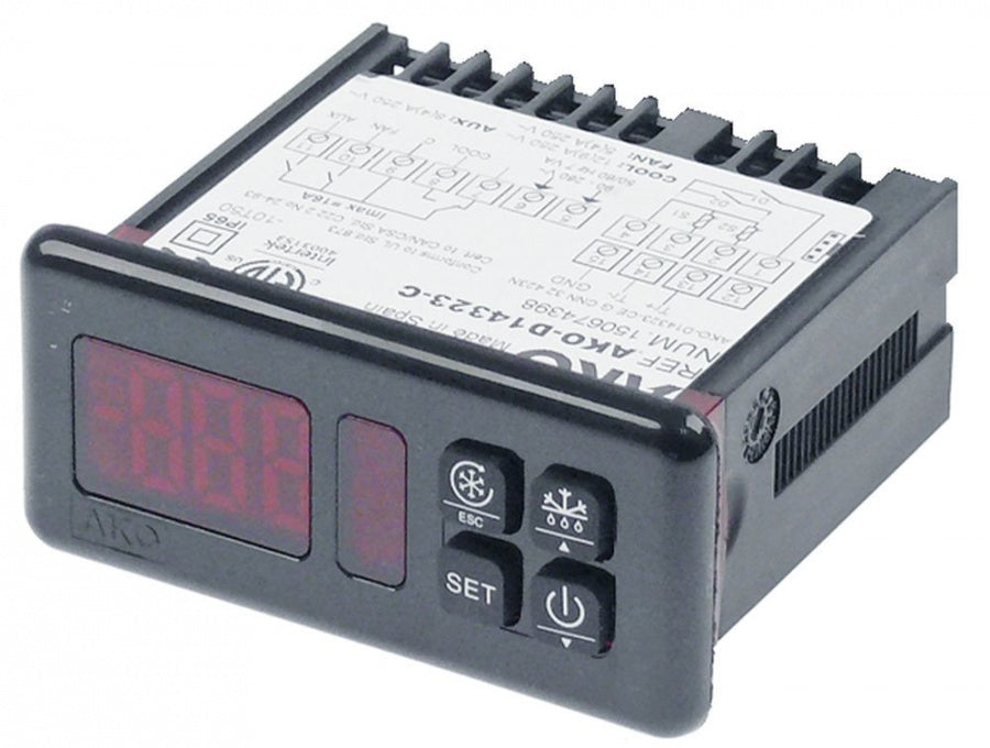 electronic controller AKO type AKO-D14323-C 71x29mm 90-240V voltage AC NTC/PTC relay outputs 3