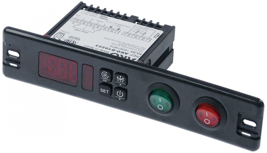 electronic controller AKO type AKO-D10223 136x29mm 230 V voltage AC NTC/PTC relay outputs 2 CO-12A(9)