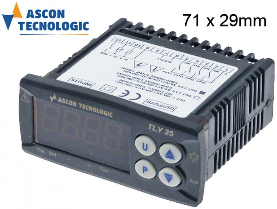 electronic controller TECNOLOGIC type TLY25H 71x29mm 100-240V voltage AC/DC NTC/PTC