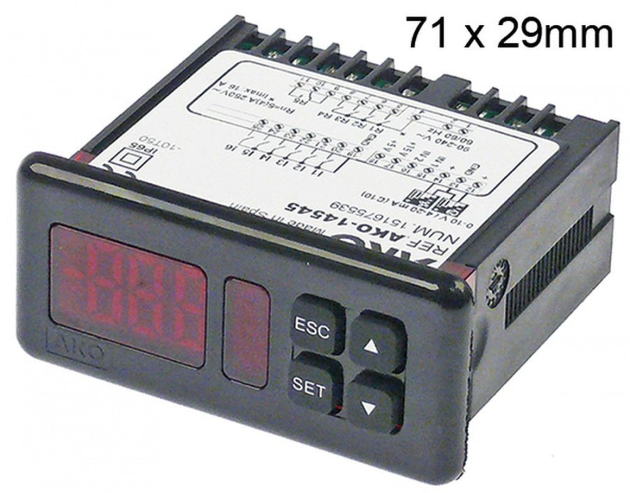 electronic controller AKO type AKO-14545 71x29mm 12V voltage AC NTC/4-20mA relay outputs 7 NO-5A(4)