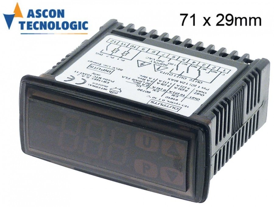controler digital TECNOLOGIC tip Y39SE dimensiuni de montaj 71x29mm 100-240V tensiune AC