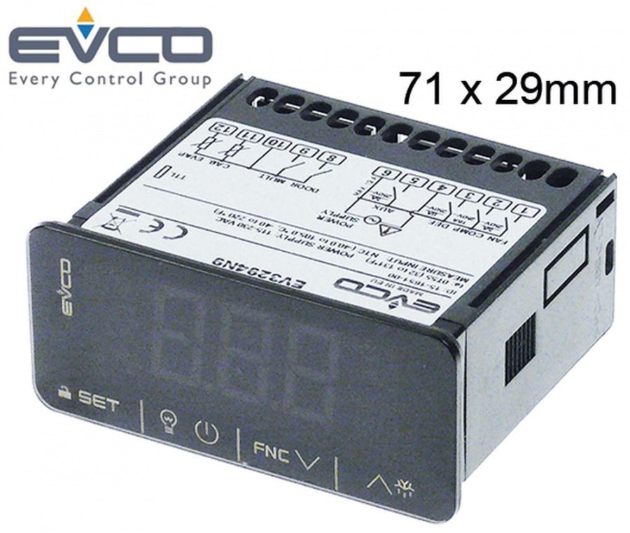 controler digital EVCO tip EV3294N9 dimensiuni de montaj 71x29mm 115-230V tensiune AC