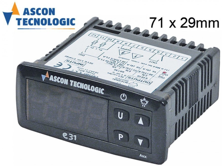 controler digital TECNOLOGIC tip dimensiuni de montaj 71x29mm 230V tensiune AC NTC