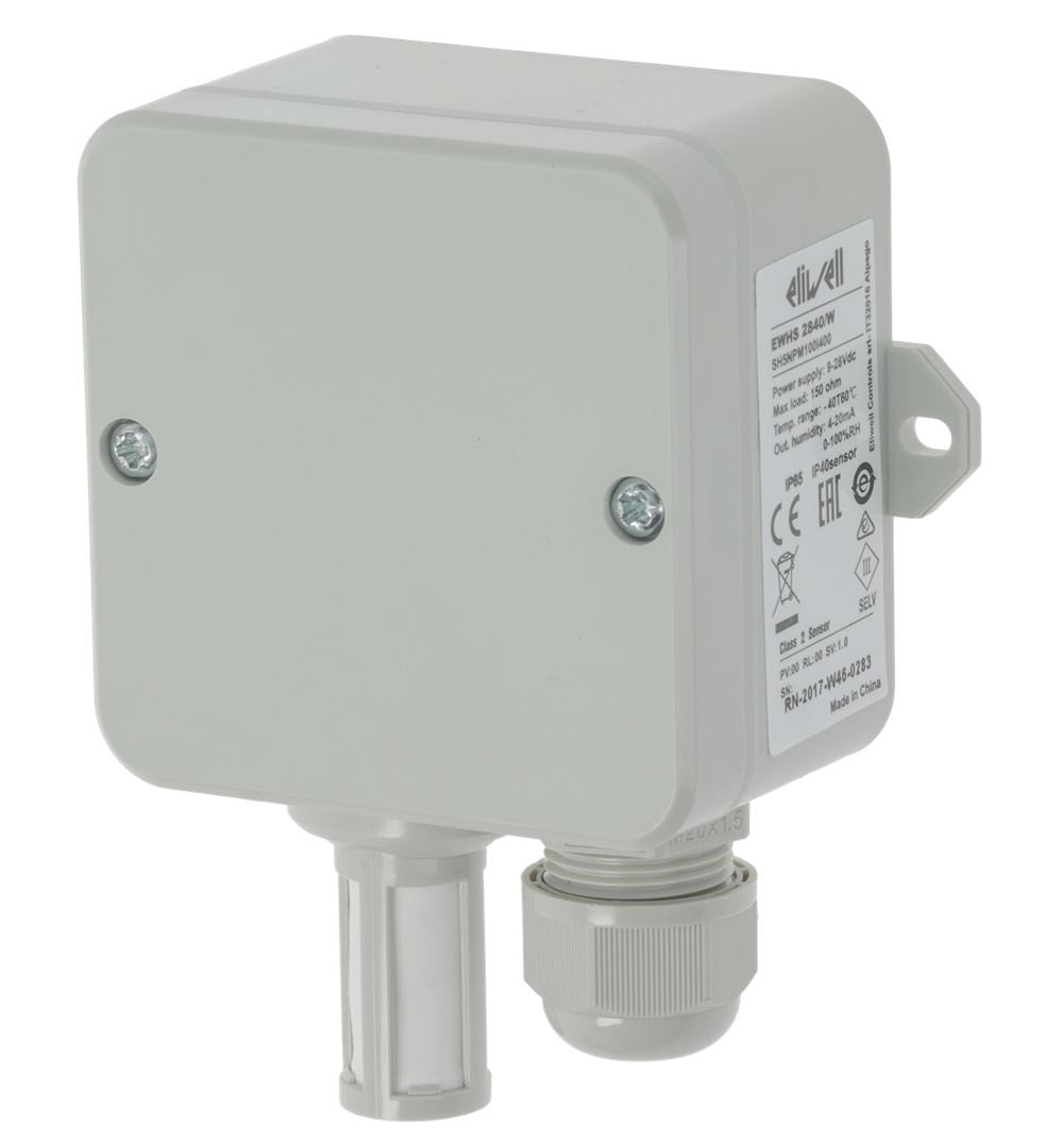 Senzor de umiditate EWHS 2840/W, rF 0-100%, ø 18mm, L senzor 34mm, -40 +60°C, alimentare 9-28 VDC, iesire 4-20mA, cutie 80x80x52 mm