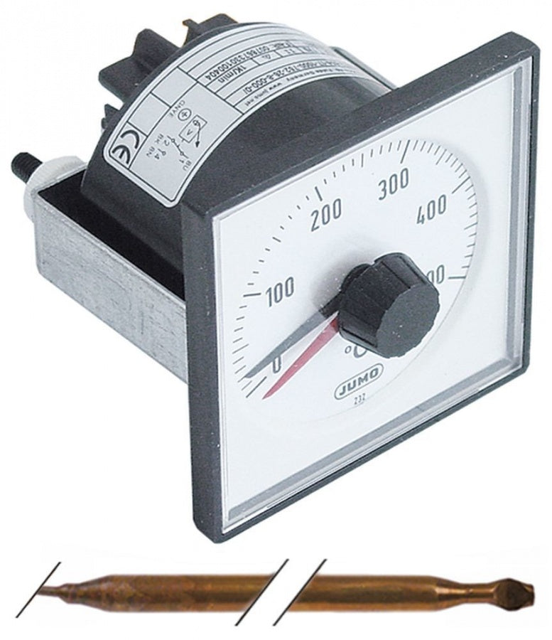 Teletermostat JUMO cu vizualizare 0-500°C, contact 1CO, 5 A, senzor ø 8 x 150 mm, capilar 1100 mm - 379039