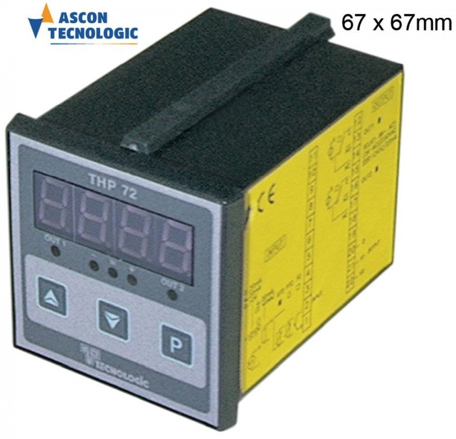 Regulator de temperatura Tecnologic TLK72HERR---B, temp -200 +850°C, alimentare 100-240 V, panou 72x72 mm, montare 66,5x66,5 mm, 2 iesiri cu relee - 379227