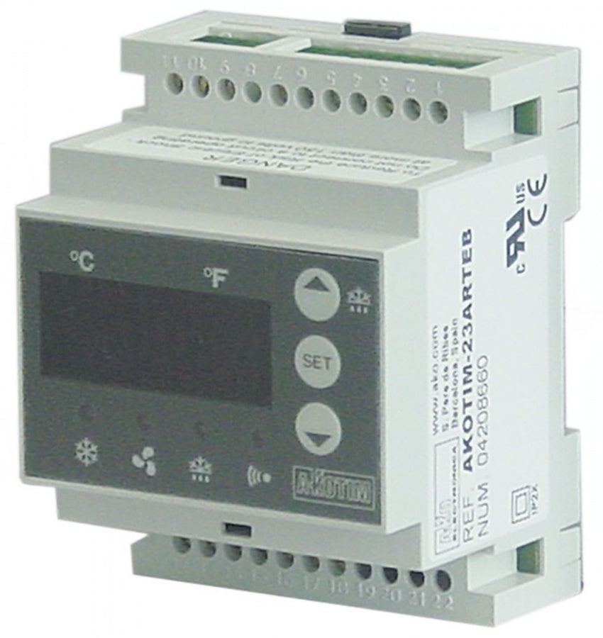 electronic controller AKO type AKOTIM-23ARTEB 230 V voltage AC NTC relay outputs 4 refrigeration