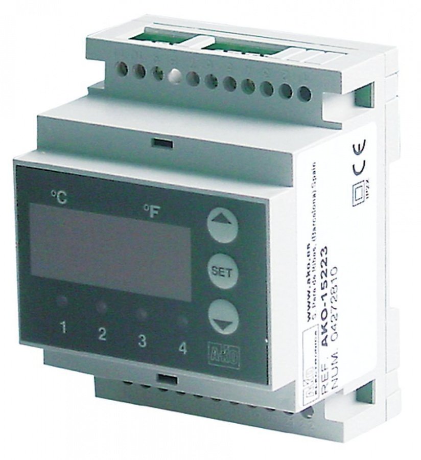 electronic controller AKO type AKO-15223 90x70x58mm 230 V voltage AC NTC relay outputs 2