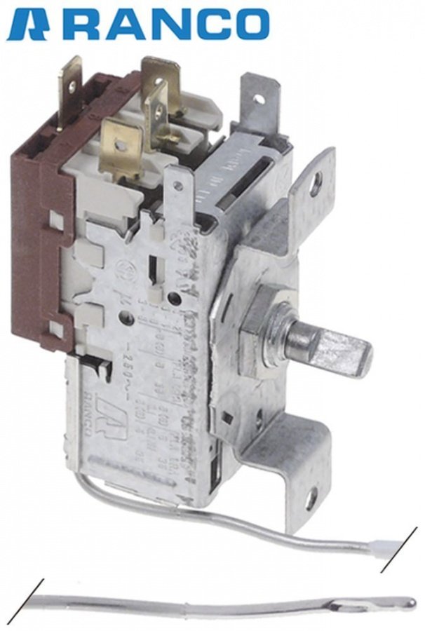 Termostat Ranco K61L1508, 4 contacte 6A, 250 V, capilar 1800 mm, rece -18,0°C, cald -8,0°C, ax ø 6x4,6 mm  - 379516