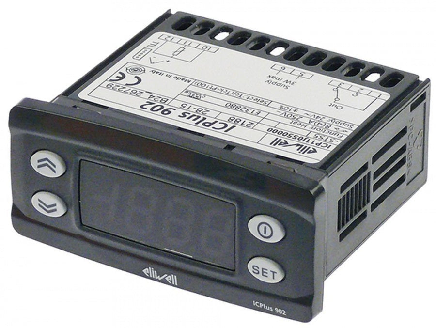 Termostat digital Eliwell ICPlus902, alimentare 24V, model ICP11J0550000, -150 +1350°C, releu 8A, sonde compatibile PT100-TCJ-TCK - 379567