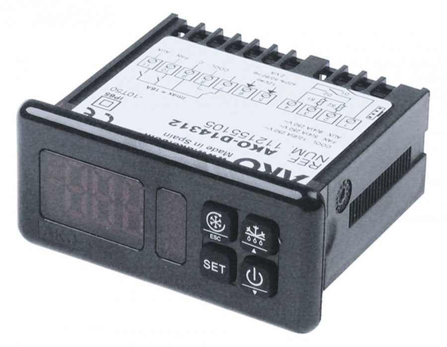 electronic controller AKO type AKO-D14312 71x29mm 12 V voltage AC/DC NTC/PTC relay outputs 3