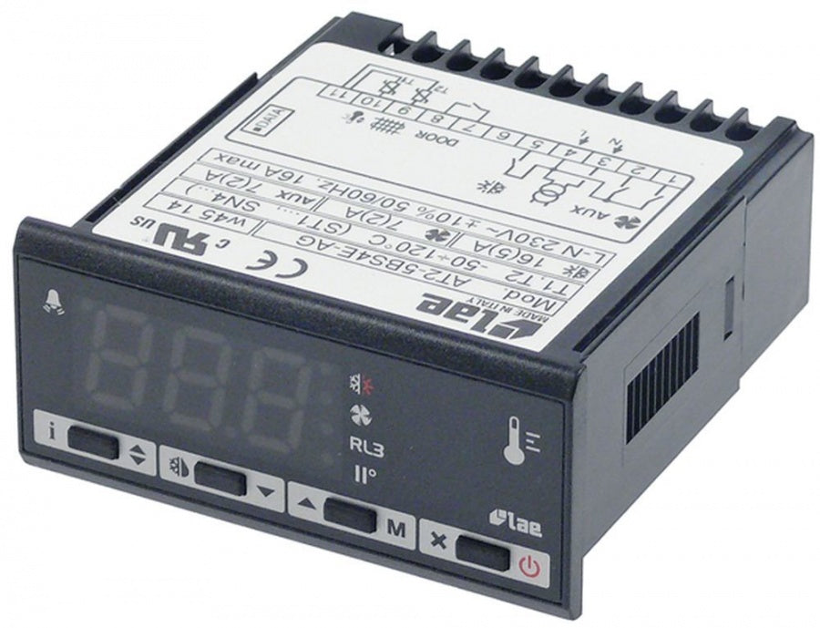 electronic controller LAE type AT2-5BS4E-AG 71x29mm 230V voltage AC NTC/PTC relay outputs 3