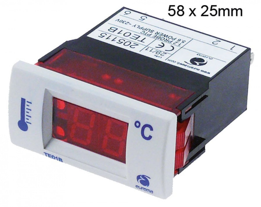 thermometer EUREMA type TE01 58x25mm 230V voltage AC -10 up to +55°C PTC display 2 digit