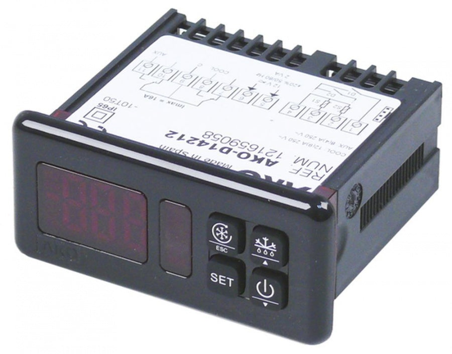 electronic controller AKO type AKO-D14212 71x29mm 12V voltage AC/DC NTC relay outputs 2 CO-12A(9)