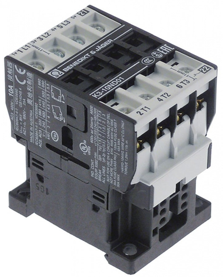 Contactor BENEDICT & JAGER K3-10A01230, sarcina nominala 25A, motor (AC3/400 V) 4 kW, contacte 3NO + 1NC - 380773