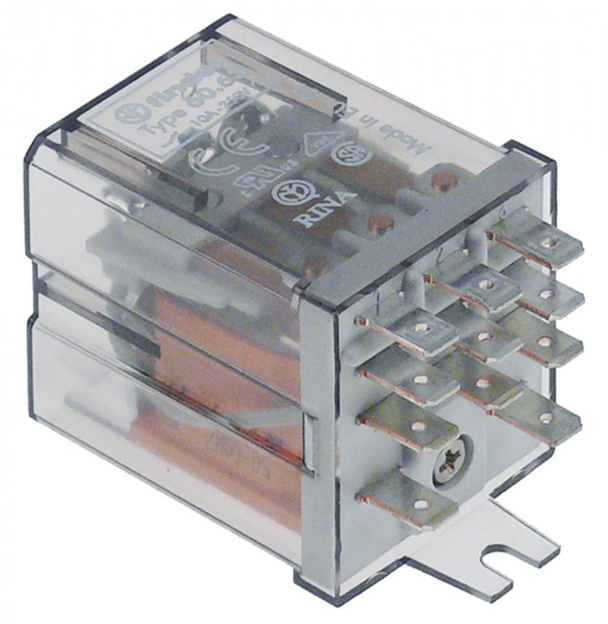 power relays FINDER 400VAC 10A 3CO connection male faston 4,8mm with mounting strap