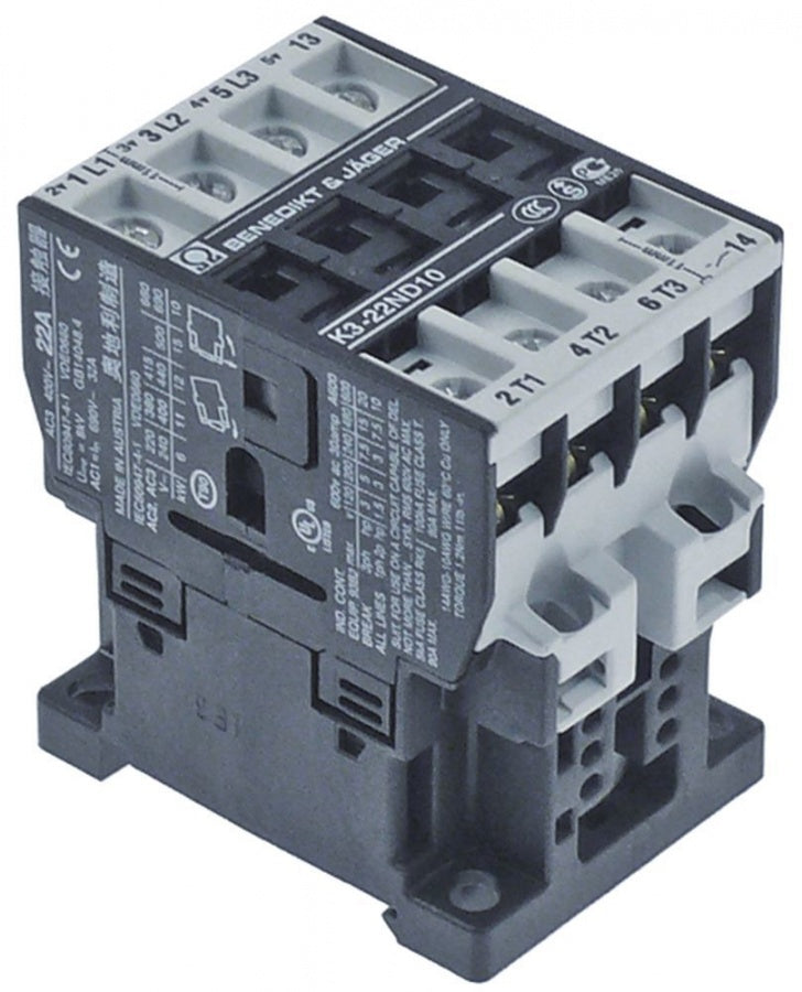 power contactor resistive load 32A 24VAC (AC3/400V) 22A/11kW main contacts 3NO