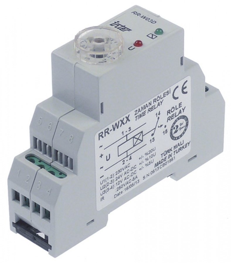 Releu de timp INTER RR-W03D, RR-WXX,  0,1-3 min, 12/24 V AC/DC, 230 V AC,  5 A - 381201