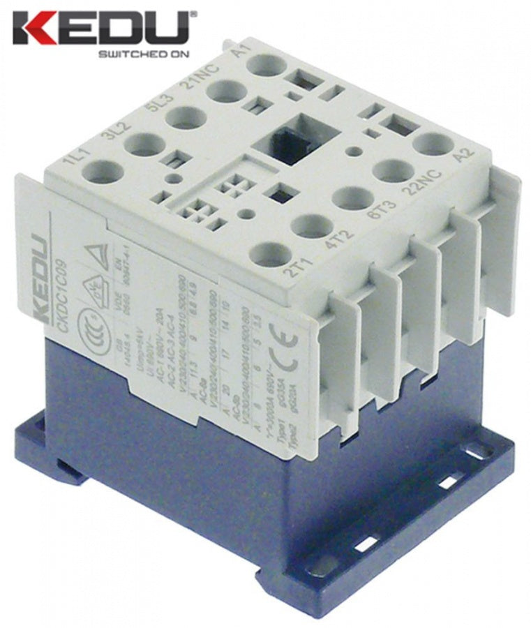 power contactor resistive load 20A 240VAC (AC3/400V) 9A/4kW main contacts 3NO