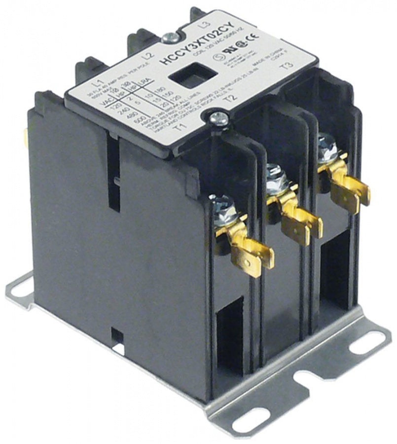 power contactor resistive load 40A 120VAC 30A/10HP (AC3/240V) kW main contacts 3NO
