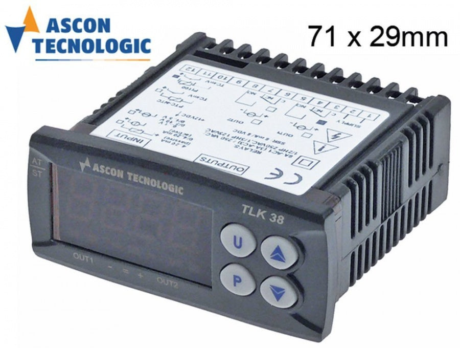 electronic controller TECNOLOGIC type TLK38HCR-- 71x29mm 100-240V voltage AC Pt100/TC (J,K,S)/mV