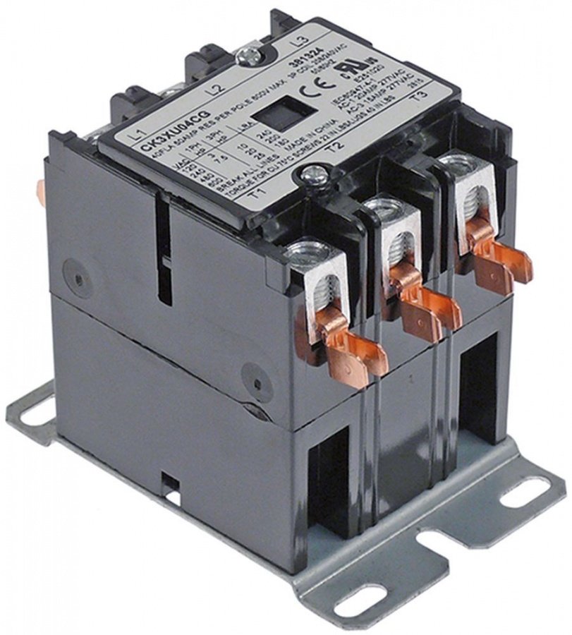 power contactor resistive load 50A 208/240VAC 40A/10HP (AC3/240V) 40A/7,46kW main contacts 3NO