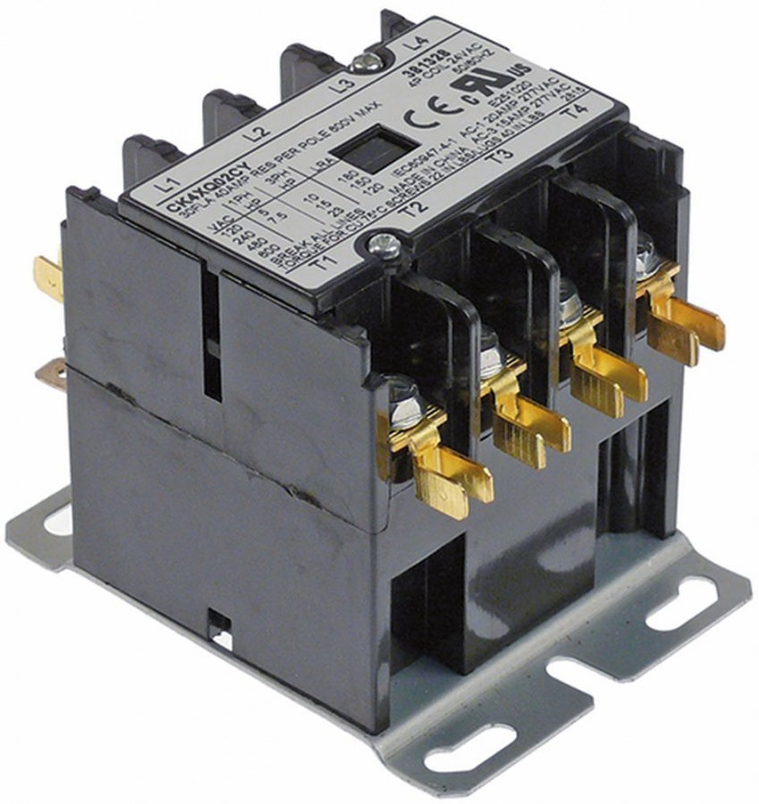 power contactor resistive load 40A 24VAC 30A/10HP (AC3/240V) 30A/7,46kW main contacts 4NO