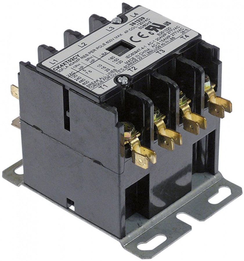 power contactor resistive load 40A 110/120VAC 30A/10HP (AC3/240V) 30A/7,46kW main contacts 4NO
