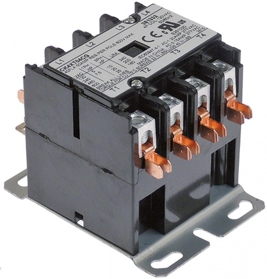 power contactor resistive load 50A 110/120VAC 40A/10HP (AC3/240V) 40A/7,46kW main contacts 4NO