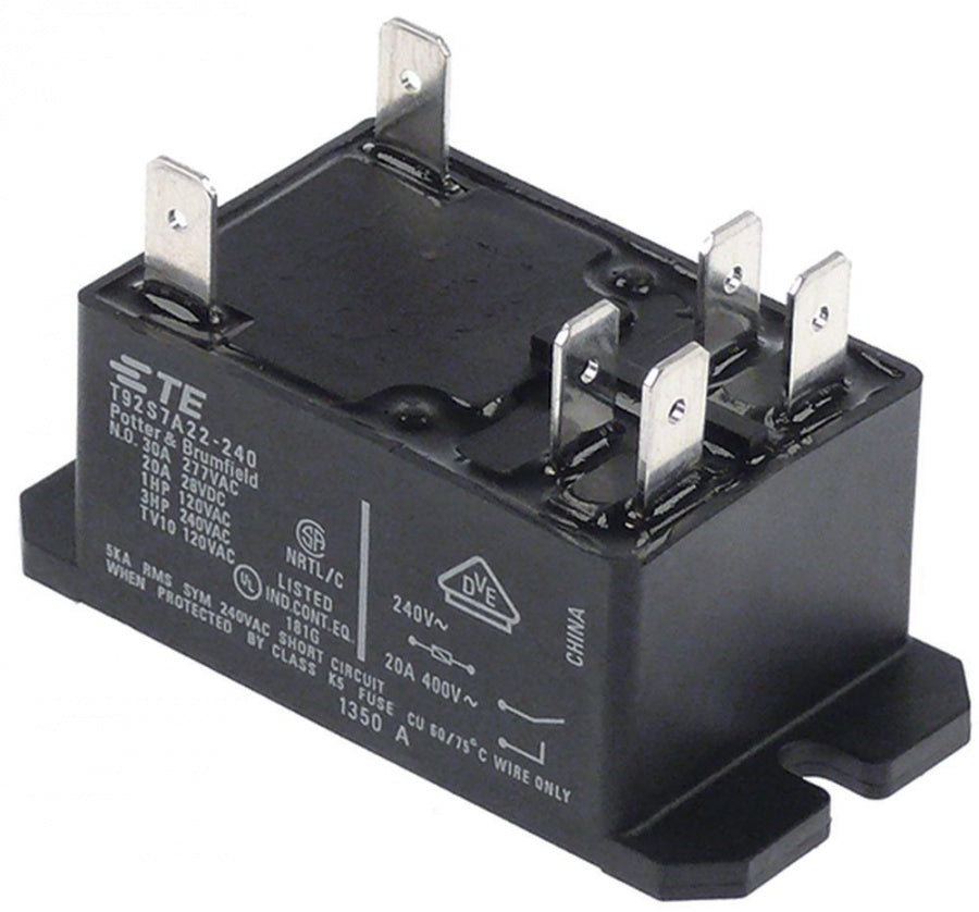relay  240  20 A 1NO connection male faston 6.3mm raster size 55 mm flange dimensions mm