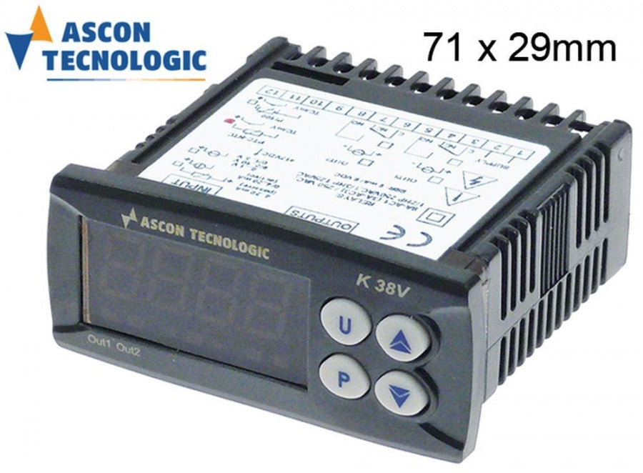 termometru TECNOLOGIC K38V FE------E---- dimensiuni de montaj 71x29mm