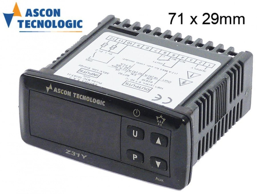 controler digital TECNOLOGIC tip Z31YGS------1---- dimensiuni de montaj 71x29mm 12V tensiune AC/DC