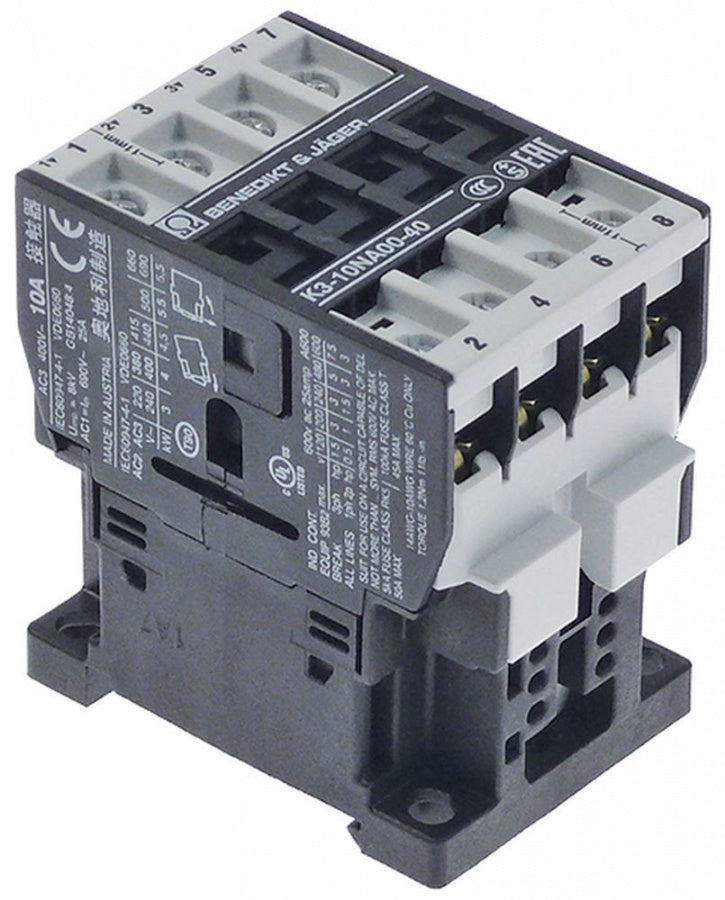 Contactor de putere K3-10NA00-40, rezistiv 25A 230V, inductiv (AC3/400V) 4kW, contacte 4NO