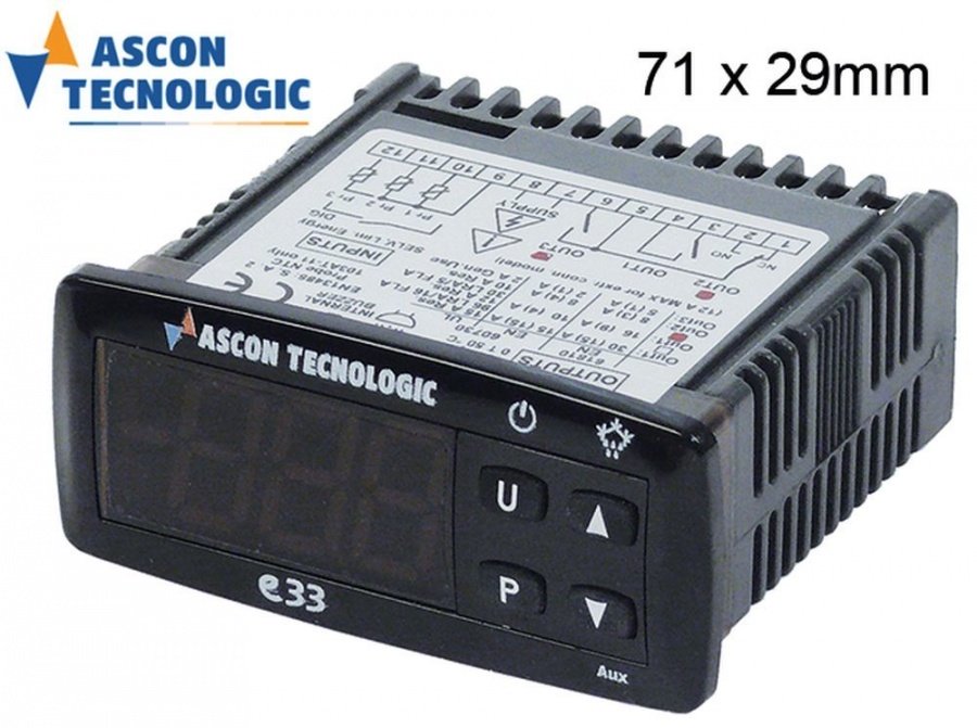 controler digital TECNOLOGIC tip dimensiuni de montaj 71x29mm 230V tensiune AC NTC