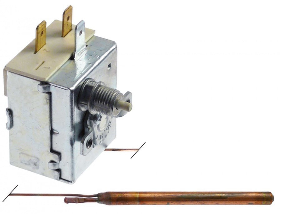Termostat de siguranta reglabil 90-110°C, 16 A, rearmare manuala, bulb ø 6,5 x 90 mm, capilar 1000 mm - 390023
