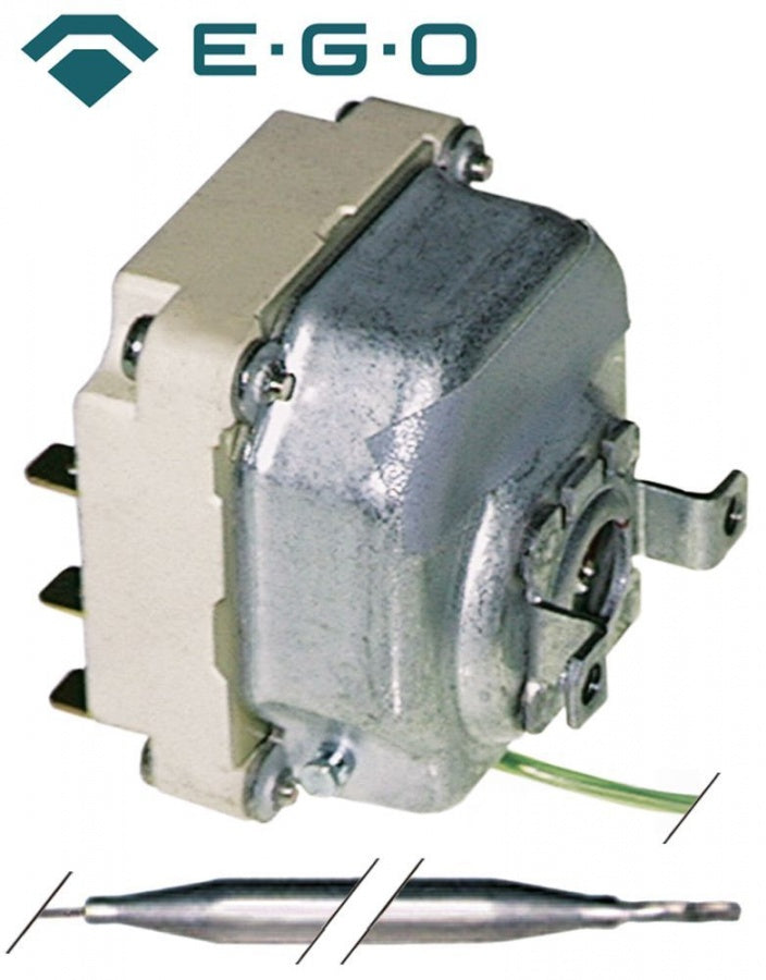Termostat, temperatura maxima 90°C, gama temperatura 30-90°C, 3 contacte, 16 A, senzor ø 6 mm, lungime senzor 215 mm - Cod 390038