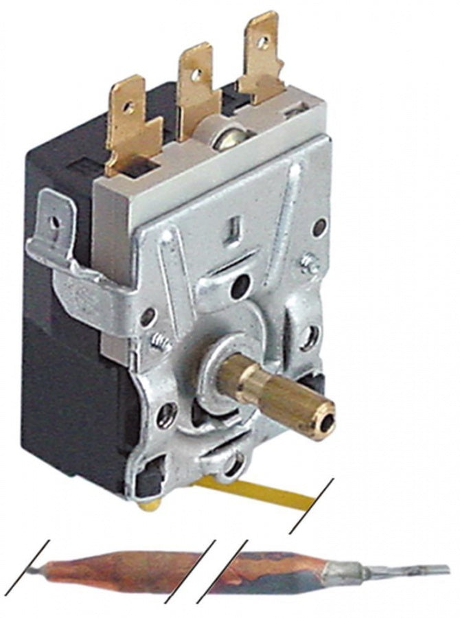 Termostat, temperatura maxima 95°C, gama temperatura 0-95°C, 1 contact, 16 A, senzor ø 6 mm, lungime senzor 145 mm - Cod 390127