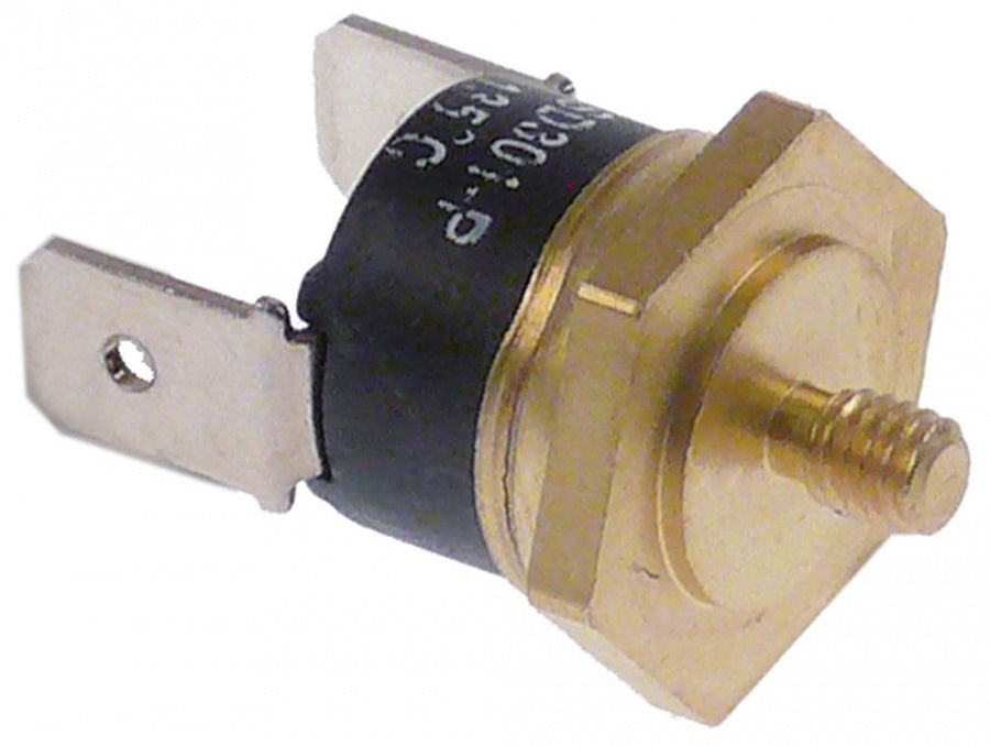 Termostat de siguranta cu bimetal 135°C, contact 16A, filet M4, rearmare manuala