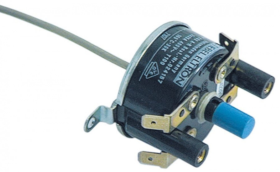 Termostat, 165°C, 2 contacte, 25 A, senzor ø 3 mm, lungime tub capilar 750 mm - Cod 390154