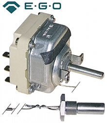 Termostat trifazic pentru friteuza 80-185°C, 3 NO, 16 A, senzor ø 11x28 mm, fir capilar L 900 mm, EGO 55.34032.839 - 390190