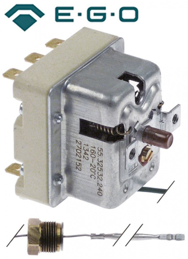 termostat de siguranta temp. de deconectare 160°C 3cu -poli 20A ø senzor 3.1mm L senzor 188mm