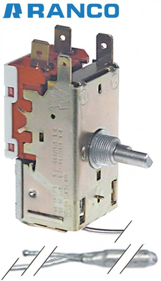 Termostat Ranco K50L3194, cu 2 contacte 6A, 250 V, rece +1°C, cald +10°C, senzor ø 10 mm, lungime senzor 40 mm - Cod 390273