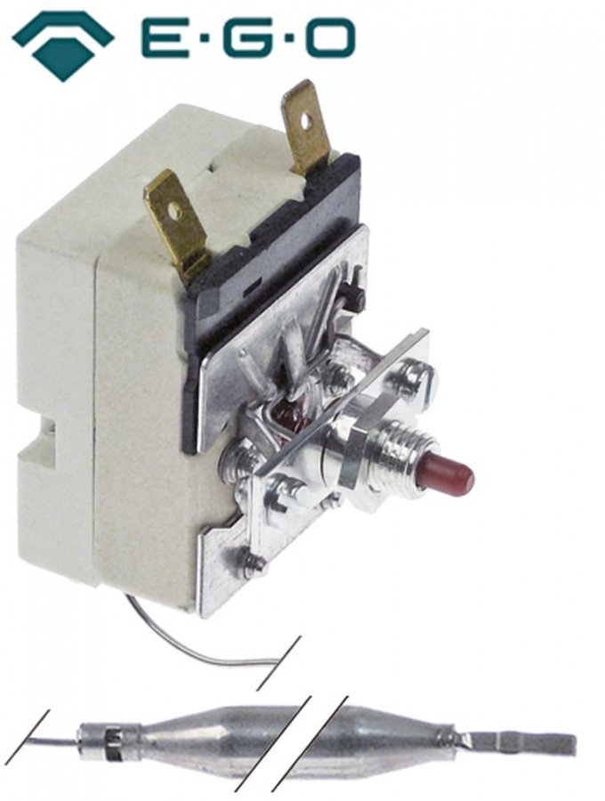 Termostat, 98°C, 1 contact, 16 A, senzor ø 8 mm, lungime senzor 81 mm, lungime tub capilar 1050 mm - Cod 390348