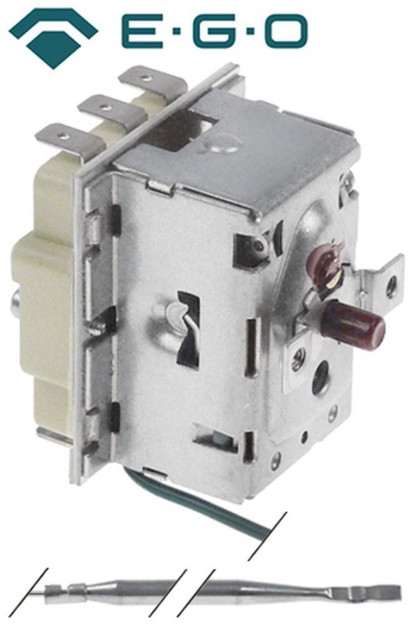 Termostat, 100°C, 3 contacte, 20 A, senzor ø 4 mm, lungime senzor 231 mm, lungime tub capilar 870 mm - Cod 390470