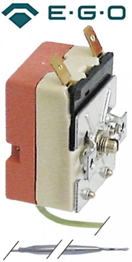 Termostat, temperatura maxima 95°C, gama temperatura 27-95°C, 1 contact, 16 A, senzor ø 4 mm, lungime senzor 203 mm - Cod 390472