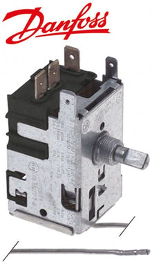 Termostat Danfoss 077B0028, -4,5 +10,5°C, cu 3 contacte 6A, 250V, lungime tub capilar 1200 mm - 390677