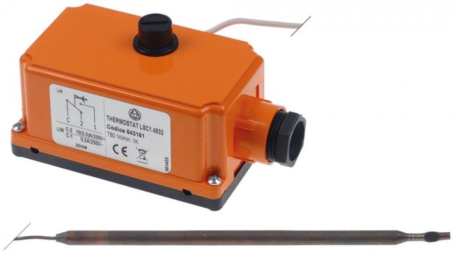 safety thermostat 80°C 1-pole 1CO probe ø 5mm probe length 131mm capillary pipe length 1000mm
