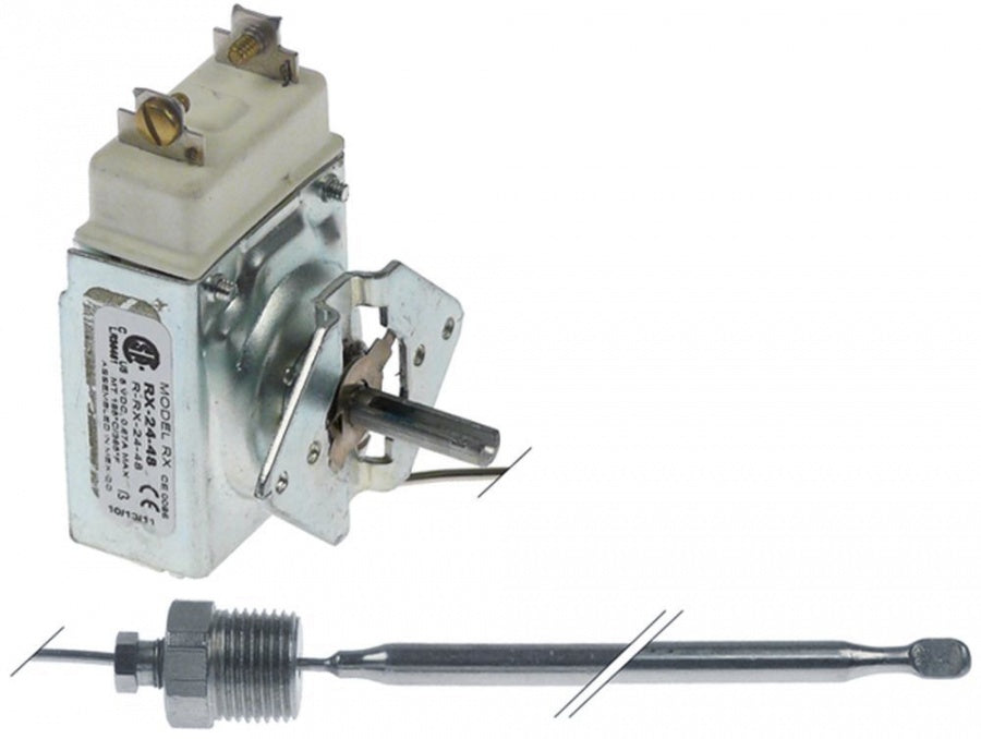 thermostat t.max. 185°C temperature range 93-185°C 1-pole at 5VDC 0,67A probe ø 6,35mm