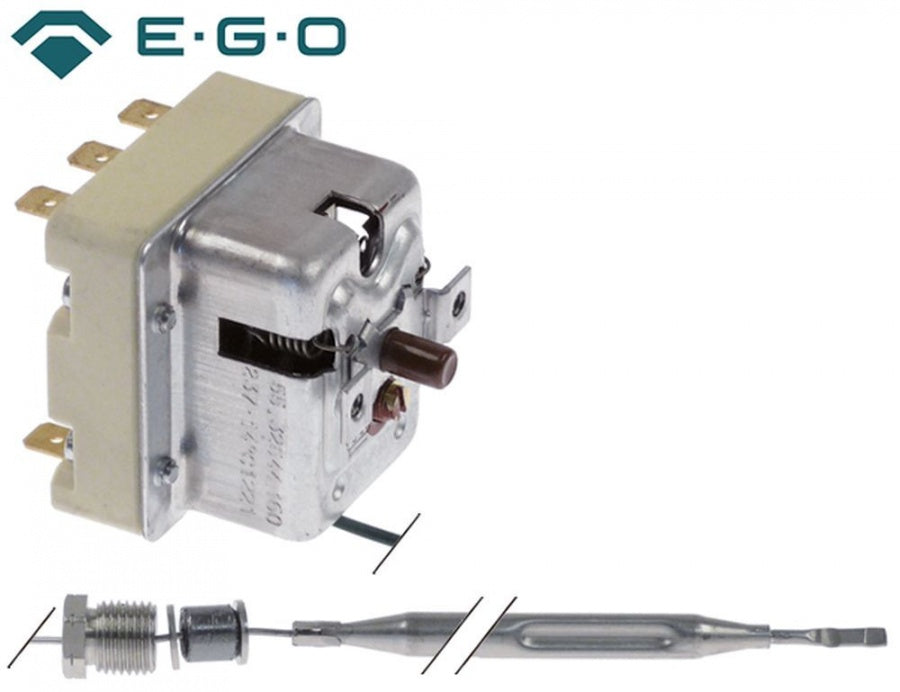 Termostat de siguranta trifazic 237°C, EGO - 5532544190, 55.32544.190, cu 3 contacte 20A, sonda ø 6x98 mm, capilar 1420 mm, presetupa M10x1 mm - 390787